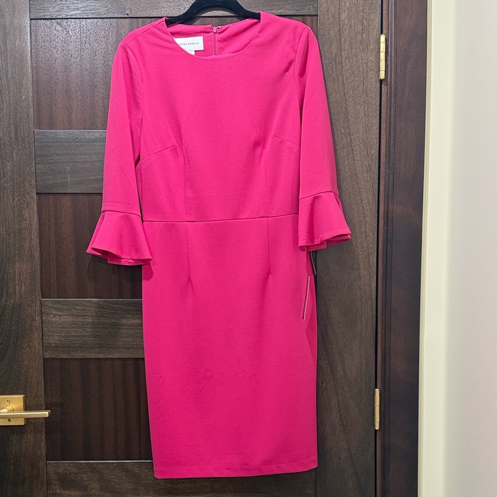 Donna Morgan Fuchsia Long Sleeve Dress
